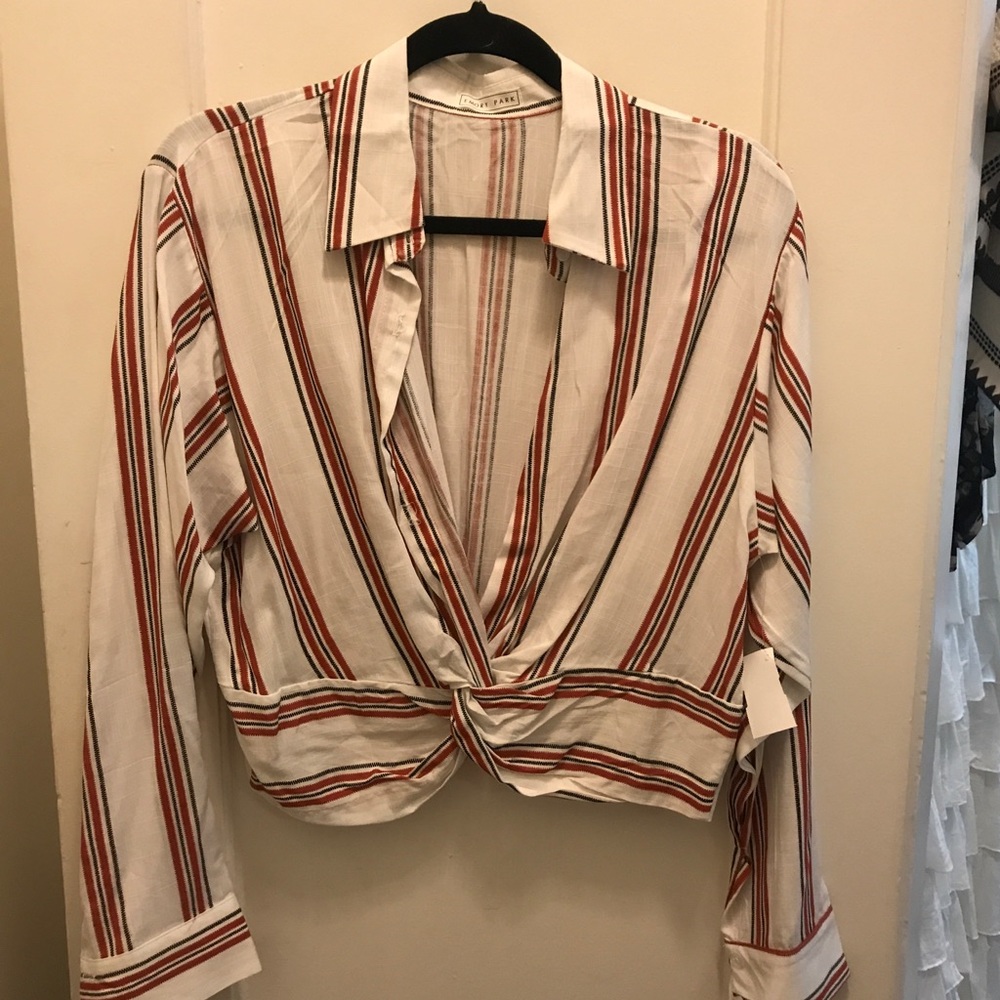 NWT Necessary Clothing Striped Crop Top Blouse